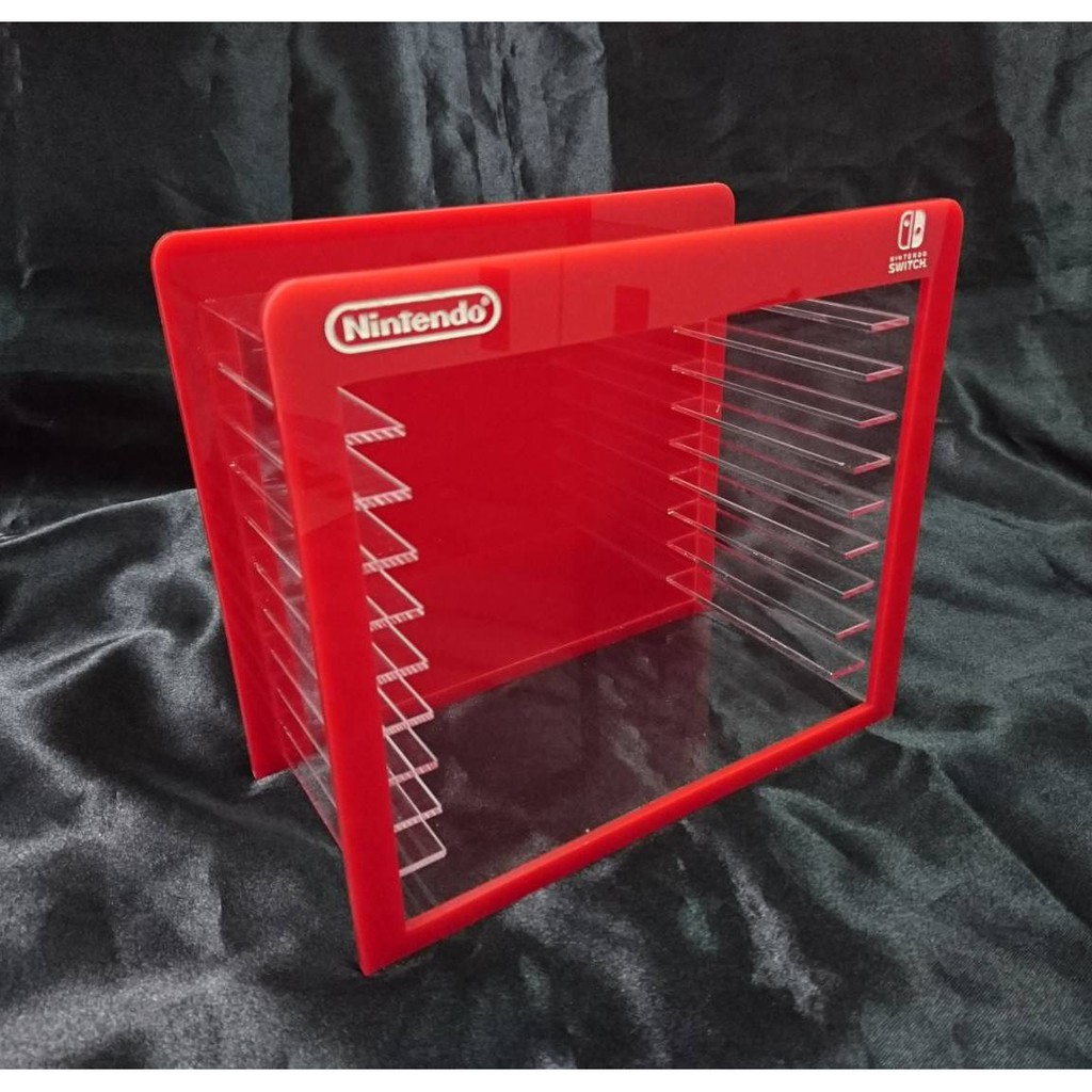 ชั้นวางเกมส์ NINTENDO แบบ 10 แผ่น อะคริลิคสีแดง สำหรับวางแผ่นให้เป็นระเบียบเรียบร้อย หยิบใช้ง่าย