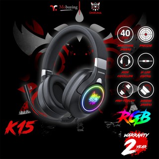 รับประกัน 2 ปี Onikuma K15 Black Gaming Headset หูฟังเกมส์มิ่ง หูฟังเล่นเกมส์ เสียงดังฟังชัด