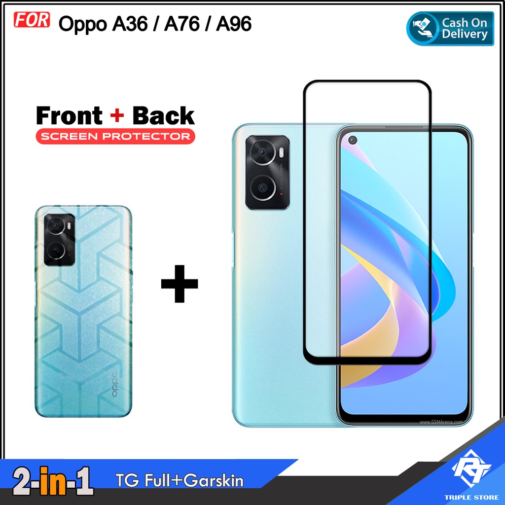 2in1 กระจกนิรภัย Full Bonus Garskin Oppo A17 A17K A1K Oppo A3s A5 2020 A5s A7 A8 A9 2020 Oppo A11K A