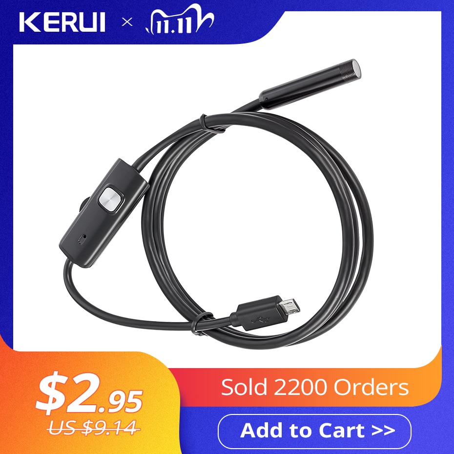 KERUI Mini Endoscope Camera 7mm/5.5mm USB Camera for Android Endoscope  Inspection Camera Borescope Waterproof 6 LEDs Adj | Shopee Thailand