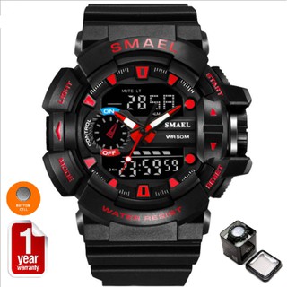 SMAEL นาฬิกาข้อมือผู้ชาย Sport Digital LED &amp; Analog รุ่น SM1436 (Black/RED)