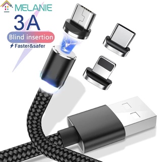 3 in 1 สายเคเบิลข้อมูลแม่เหล็ก / พร้อม Type-C, Micro USB, อินเทอร์เฟซปลั๊กไลท์เทนนิ่ง / 3A ชาร์จเร็ว ซิงค์ข้อมูล สายเคเบิลแม่เหล็ก / อะแดปเตอร์สายเคเบิลข้อมูล สําหรับชาร์จโทรศัพท์มือถือ