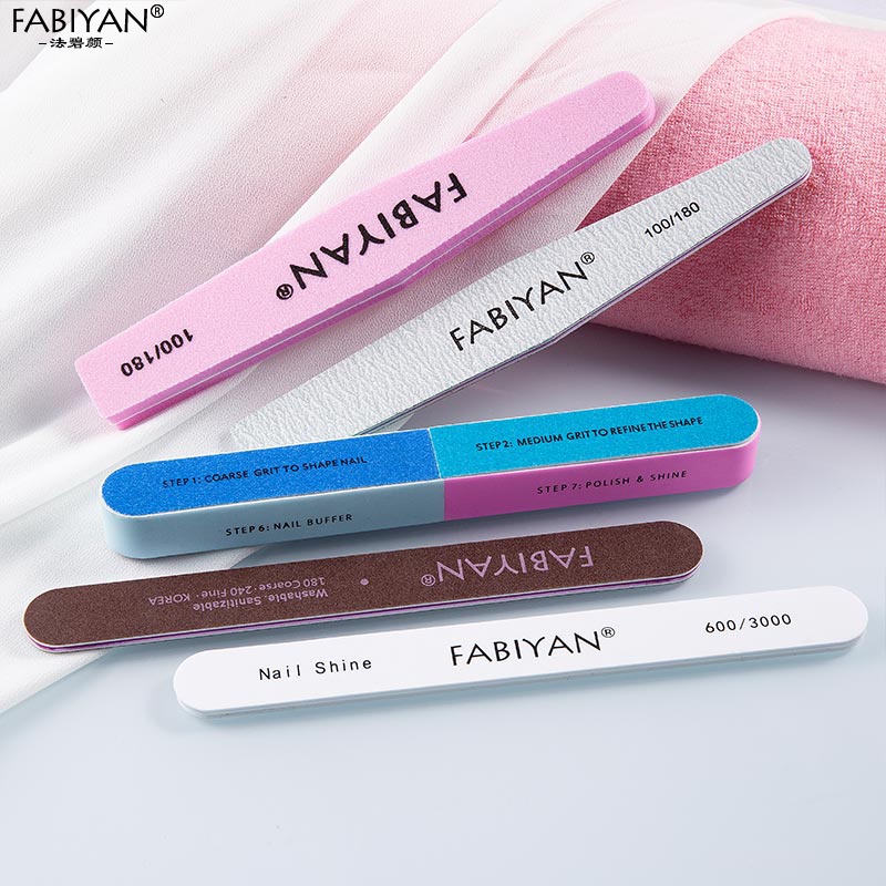FABIAN 5 ชิ้นตะไบเล็บและบัฟเฟอร์ชุดสําหรับ Shaping Filing ขัดเล็บมือ Toenails ถอด UV เจลเล็บ Buffering บล็อกชุดเครื่องมือ