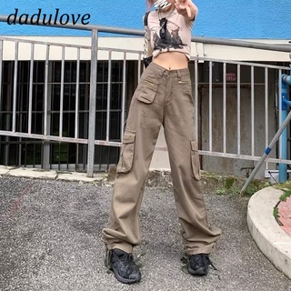 DaDulove💕 New Ins Trend American Retro Multi-pocket Overalls Casual Wide-leg Pants Loose Straight Pants