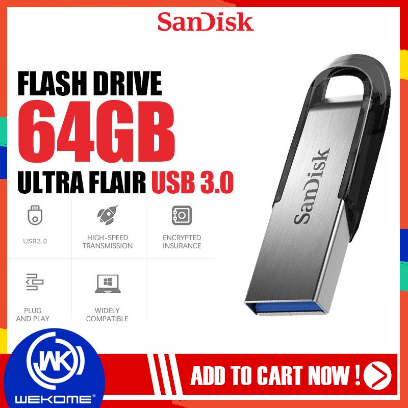 แฟลชไดรฟ์ SanDisk Ultra Flair USB3.0 64GB Memory Flashdrive เมมโมรี่ แซนดิส ที่เก็บข้อมูล ด้วยความเร็วสูงสุด 150MB/s