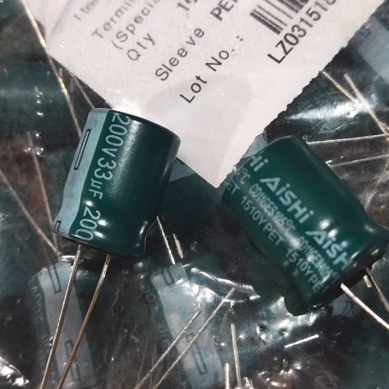 Elco 33uf 200v AISHI เดิม