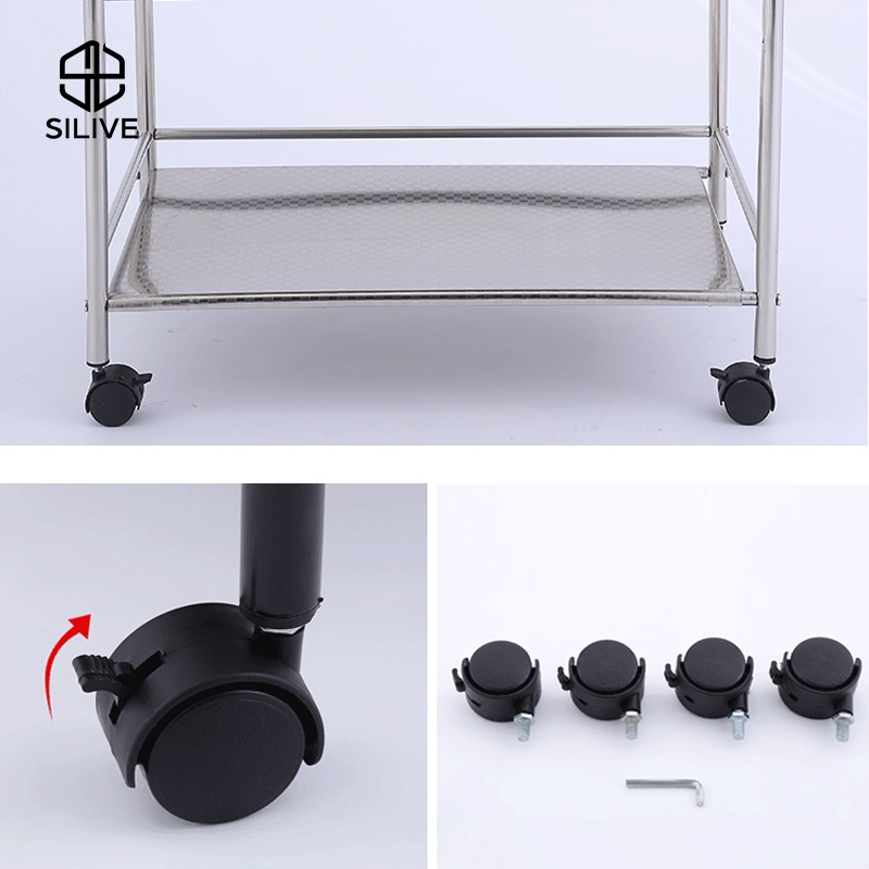 Silive Shop รถเข็นอาหาร แข็งแรง ชั้นวางของ รถเข็นสแตนเลส รุ่นหนา คุณภาพดี  # B-D111 รูปที่ 7