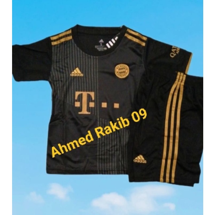 Bayern Munich Budak Away 2022 Football Jersi เด็กเด็ก bayern black Soccer Training Jersi