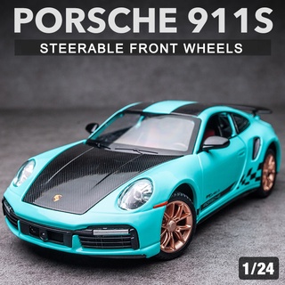 diecast 1:24 Porsche 911 Turbo s โมเดลรถยนต์ของเล่นสําหรับเด็ก