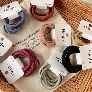 Kafu ชุด6pcs ยางรัดผม ยืดหยุ่นสูง สีพื้น สไตล์เกาหลี เรียบง่าย เครื่องประดับ สําหรับผู้หญิง