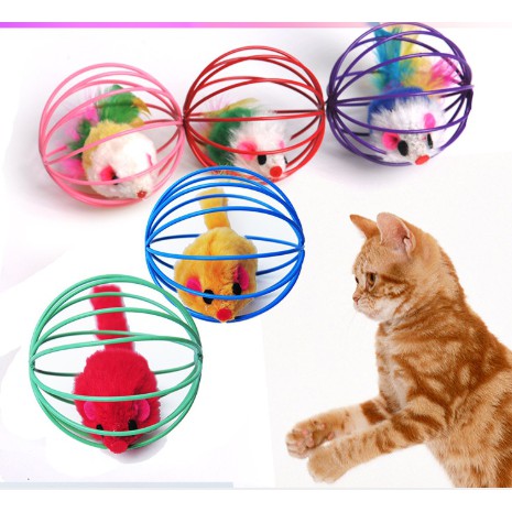 บอลกรงหนู บอลของเล่นแมว ( คละสี )