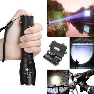 ไฟฉาย แรงสูง ซูมได้ Ultra CREE XML T6 LED Flashlight ปรับได้ 5 โหมด พร้อมอุปกรณ์ครบชุด (Box set)