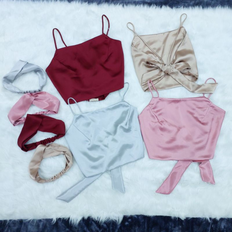 Awo เสื้อชั้นในสตรีและที่คาดผมผ้าไหมสุดหรู Freesize