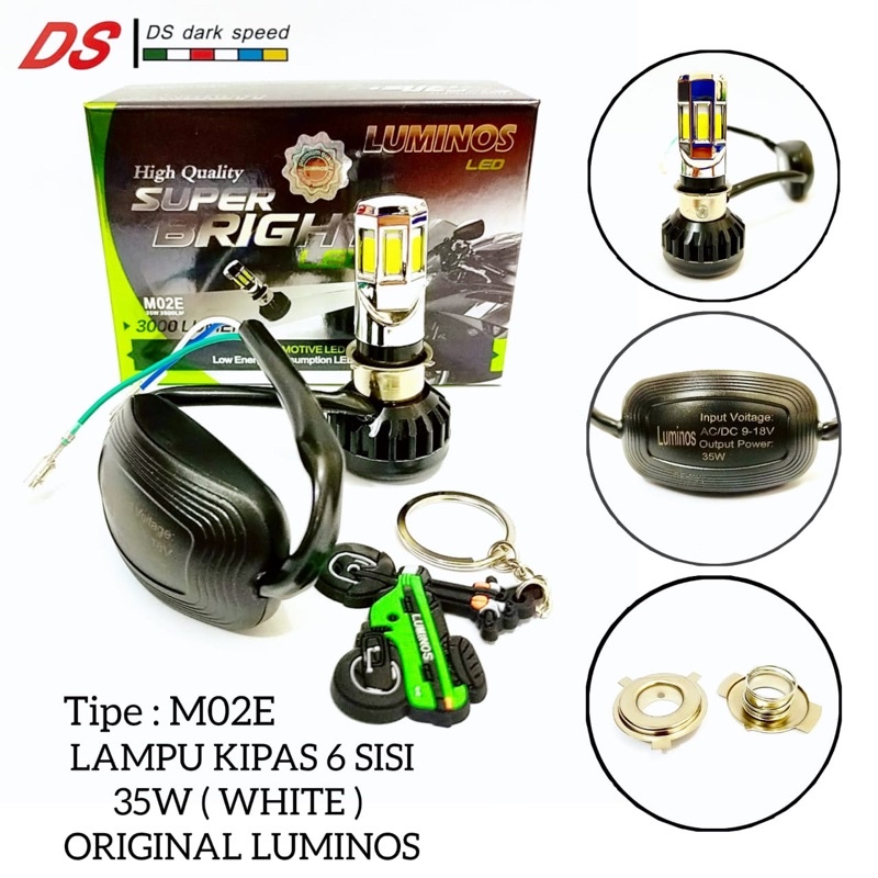 LUMINOS LED MOTORCYCLE HEADLIGHT LUMINOS 6 ด้านข้าง M02E 35W สีขาว ORIGINAL LUMINOS 100% SUPER BRIGH