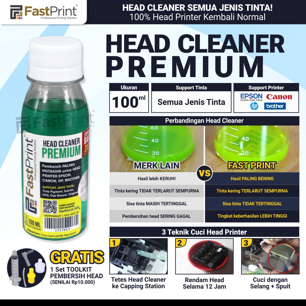 Fast Print Head Cleaner น้ํายาทําความสะอาดหัวเครื่องพิมพ์ระดับพรีเมียม 100 ML