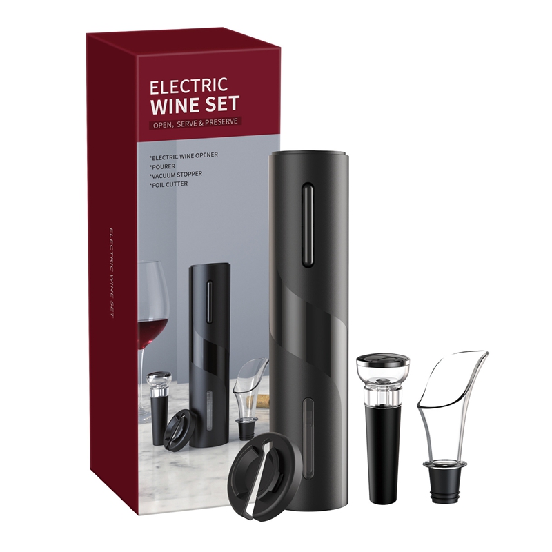 Premium Electric Wine Opener Set Wine Bottle Opener Extracts Corks In Wooden Case Wine Pourer and Vacuum Wine Stopper by Best4Chef Includes Foil Cutter Set –3-in-1 