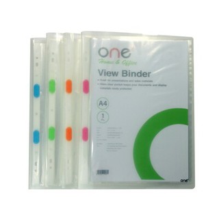 แฟ้มโชว์เอกสาร A4 ใส (10ซอง/เล่ม) ONE/A4 clear file display folder (10 envelopes / book) ONE