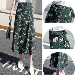 🚀 Women Summer Casual Boho Beach Chiffon Skirt High Waist Long Floral Wrap Skirt