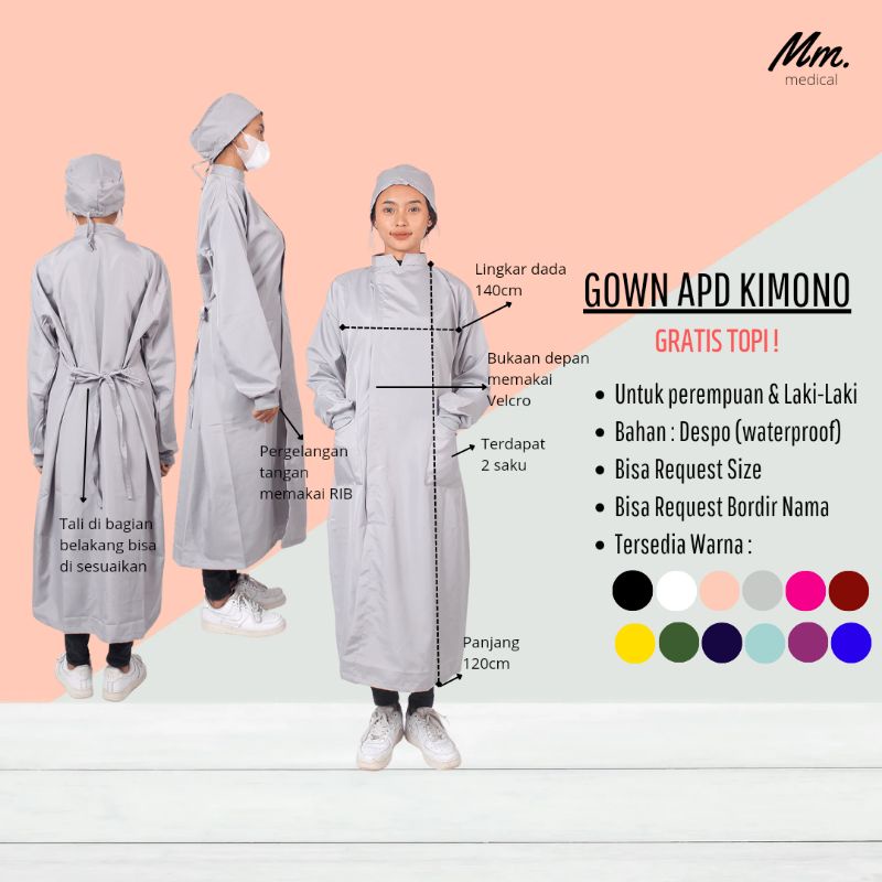 APD GOWN / KIMONO GOWN (หมวกฟรี)