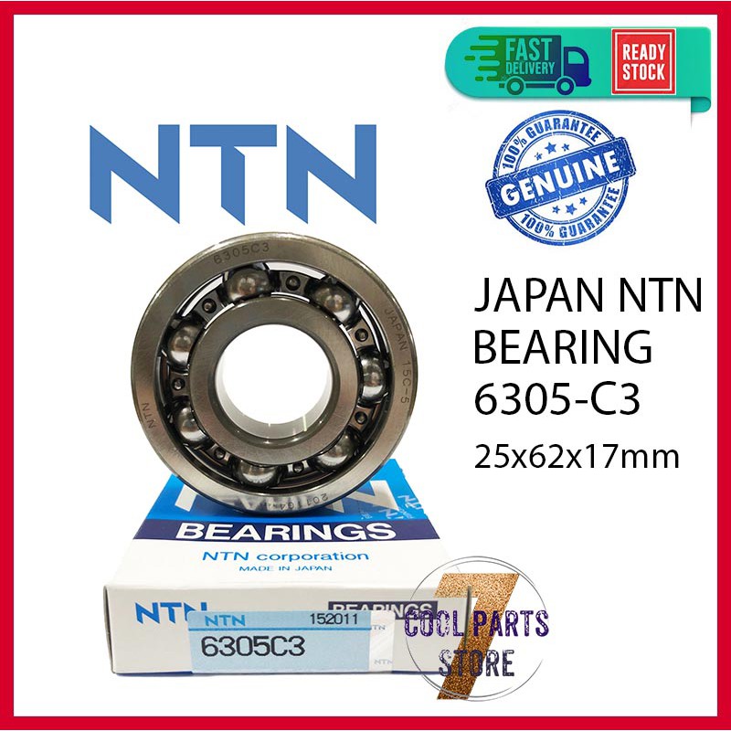 6305 C3 NTN Japan Bearing 6305C3 (25 X 62 X 17mm) แบริ่งเพลาข้อเหวี่ยง -