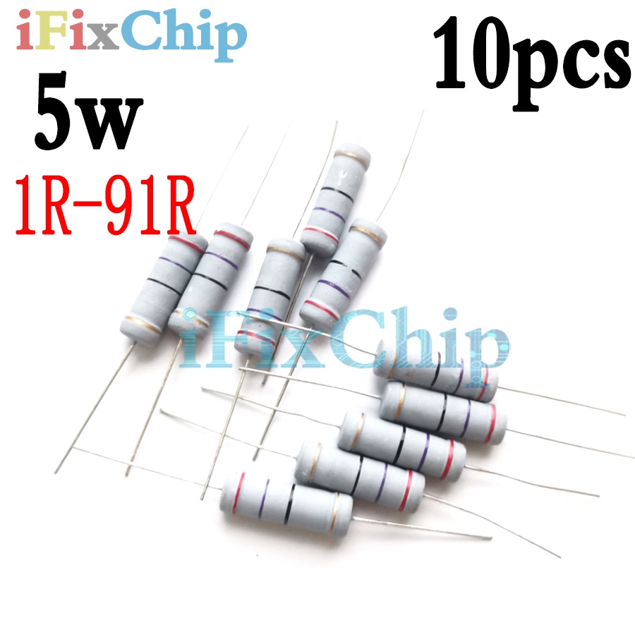 ตัวต้านทานฟิล์มคาร์บอน 5W 5% 1R-91R 2.2R 2.7R 4.7R 6.2R 7.5R 10R 15R 20R 24R 30R 36R 47R 56R 68R โอห