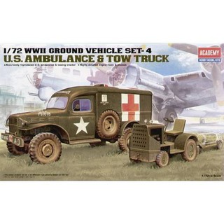 โมเดลรถพยาบาล Academy Model 1/72 AC13403 U.S.AMBULANCE&amp;TOW TRUCK