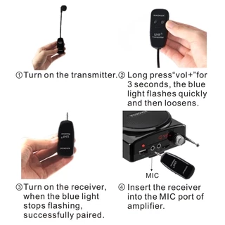 Xiaokoa UHF ชุดหูฟังไมโครโฟนไร้สาย 2 In 1 50 เมตร ชาร์จได้ สําหรับเครื่องขยายเสียง