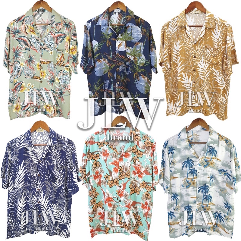 เสื้อฮาวาย รวมลาย ไซส์ L อก 44" ผ้านิ่มใส่สบาย JLW BRAND ผ้าเรย่อน (สินค้าเซลล์งดเปลี่ยนทุกกรณี)