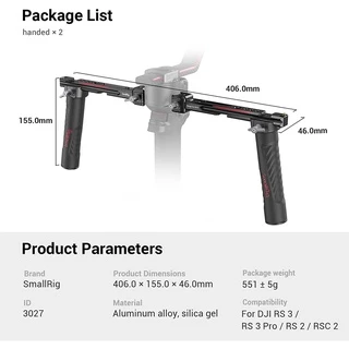 SmallRig Dual Handle Handgrip for DJI RS 4, RS 4 Pro, RS 3 , RS 3 Pro, RS 2 , RSC 2 Gimbal --3027
