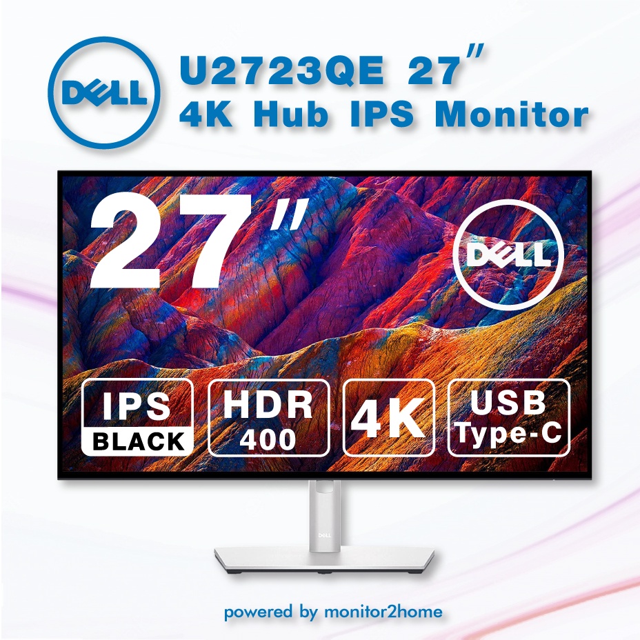 Dell U2723QE UltraSharp 4K USB-C Hub Monitor - 27-inch UHD (3840 x 2160) 60Hz Display, 5ms Response Time, 100% sRGB, Height/Tilt/Swivel/Pivot Adjustable, 1.07 Billion Colors - Platinum Silver