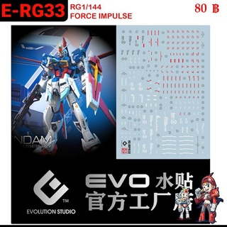 ดีคอลน้ำ [Evo] E-RG33 s FORCE IMPLUS RG 1/144 WATER DECAL FLUORESCENT ดีคอลเรืองแสงในแสงแบลค์ไลค์ ER33