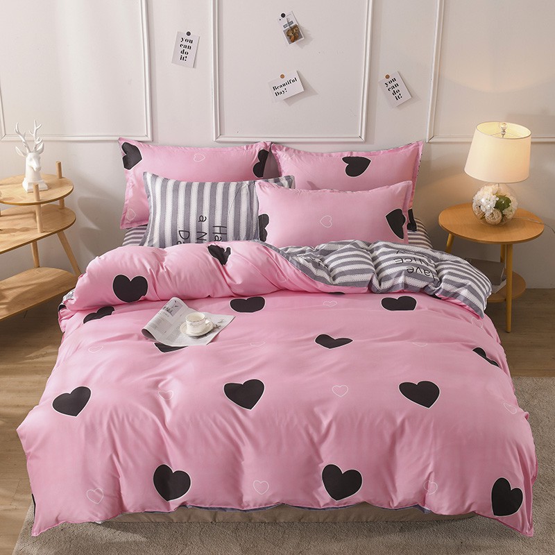 Pink Love 3/4in1 Fashion Bedding Set Bedsheet Pillowcase Blanket Quilt ...