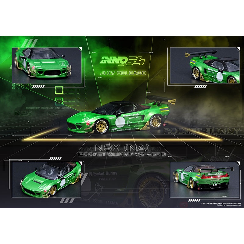 INNO64 1/64 : IN64-NSXP-GRE : Honda NSX (NA) Rocket Bunny V2 Aero Green Metallic