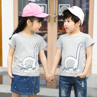 STK104 เสื้อยืดเด็ก เสื้อยืดเด็กเกาหลี  เสื้อยืดเด็กลายไดโนเสาร์สีเทา[100% COTTON]