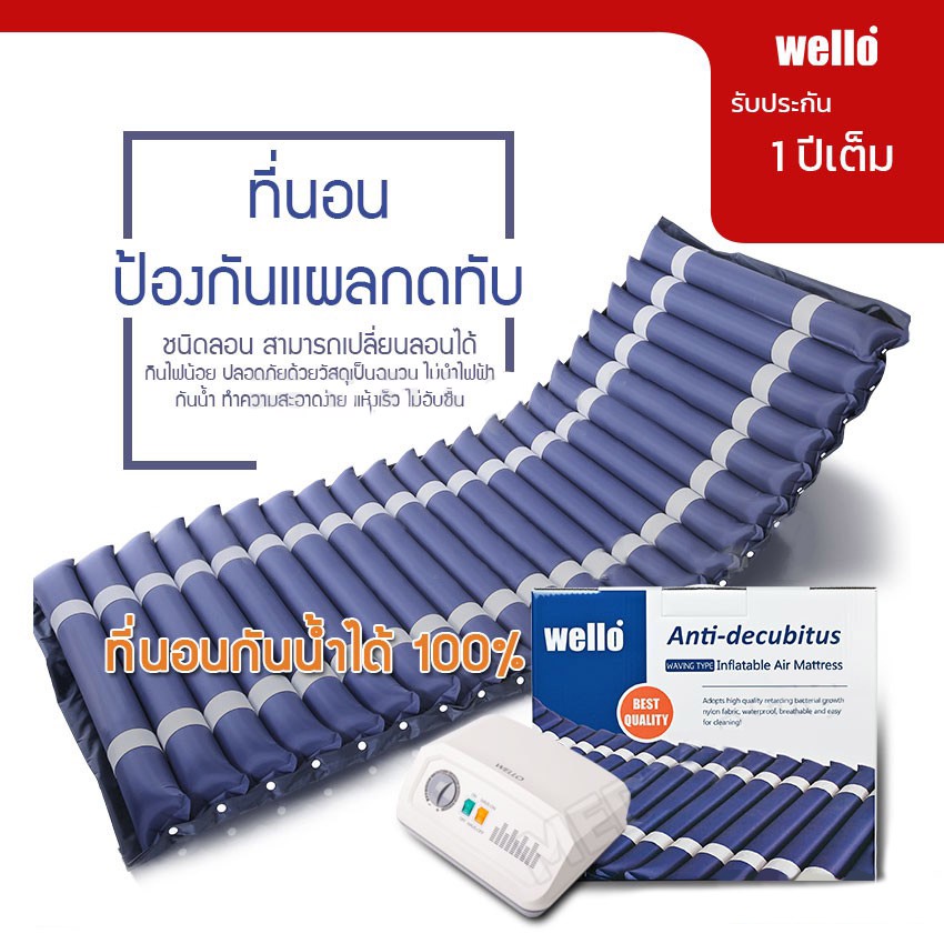 (สินค้า รับประกัน 1 ปีเต็ม) ที่นอนลมป้องกันแผลกดทับสำหรับผู้ป่วย (รุ่นเบาะหนา 2 ชั้น กันน้ำ คุณภาพสูง)  มอเตอร์ 2 ระบบ