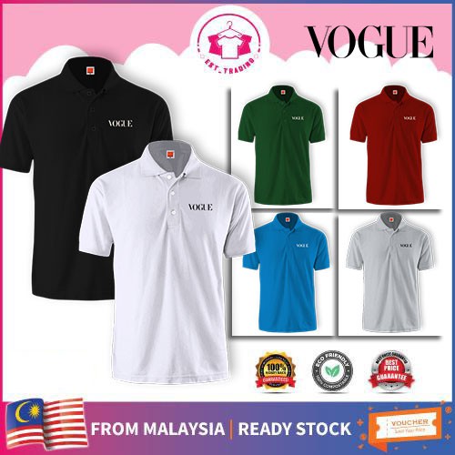 เสื้อยืดคอปก Vogue Unisex Female&Male 100% Microfibre; Baju Vogue Lelaki & Perempuan กีฬาแฟชั่นแห้งเ