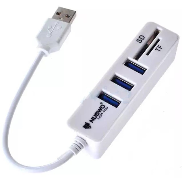 USB HUB (ยูเอสบีฮับ) NUBWO (NCR-100) Hub 3 Ports + 1Card Reader SD, TF (มี 2 สี WHITE | BLACK) ประกัน 1 ปี *ของแท้*