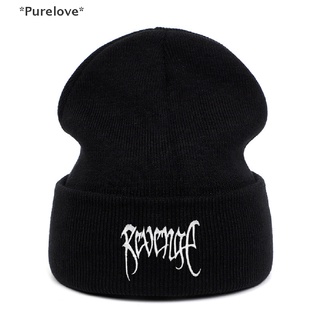 Purelove Xxx Revenge Beanie หมวกบีนนี่ ผ้าถัก ให้ความอบอุ่น สีดํา แฟชั่นฤดูหนาว สําหรับผู้ชาย