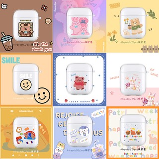 Wireless Bluetooth headset transparent silica gel cover for Apple headset Airpods2 Airpods3 fall prevention Protective shell TPU Soft rubber close the flap up and down lovely girl smiling face cartoon characters simple pattern inpods12 soft cover