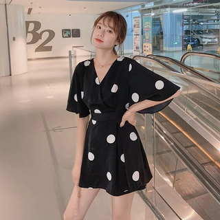 เซต2ชิ้น เดรสลายดอกไม้ + กางเกงขาสั้น ลายดอกไม้ สงกรานต์ ผ้า…