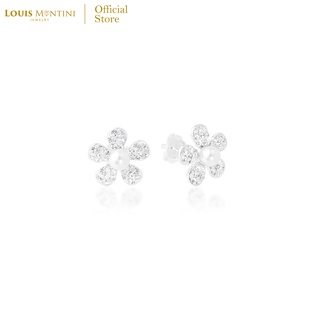 Louis Montini (Jewelry) Sterling Silver 925 Earrings ต่างหูเงินแท้ 92.5% ต่างหูผู้หญิง รูปดอกไม้ LJER45