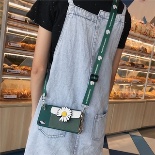 New daisy Pocket Card soft with strap Phone Case เคส oppo A92 A93 A53 2020 realme 7 7i 7pro reno 4F 4 pro A5 A9 A31 cover กระเป๋าการ์ดโทรศัพท์นุ่ม
