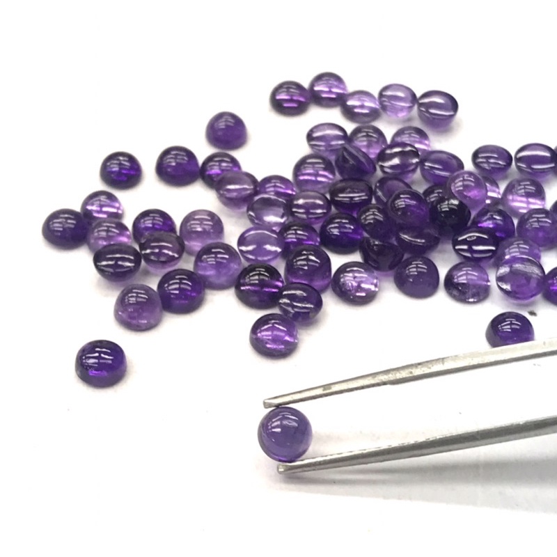 อเมทิสต์ 5 มม. เจียรหลังเบี้ย ทรงกลม หินธรรมชาติ 100% Amethyst 5mm cabochon round shape 100% natural