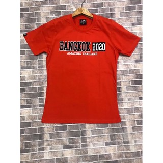 เสื้อยืดแขนสั้น สีส้ม ลาย BANGKOK 2020