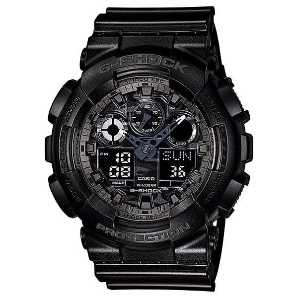G-Shock นาฬิกาข้อมือผู้ชาย สายเรซิ่น สีดำ รุ่น GA-100,GA-100CF,GA-100CF-1A