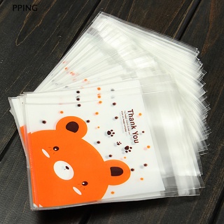 [LOV] 100pcs Bear pic. Self Adhesive Cookie Candy Package Gift Bags Cellophane Wedding Birthday PPIN