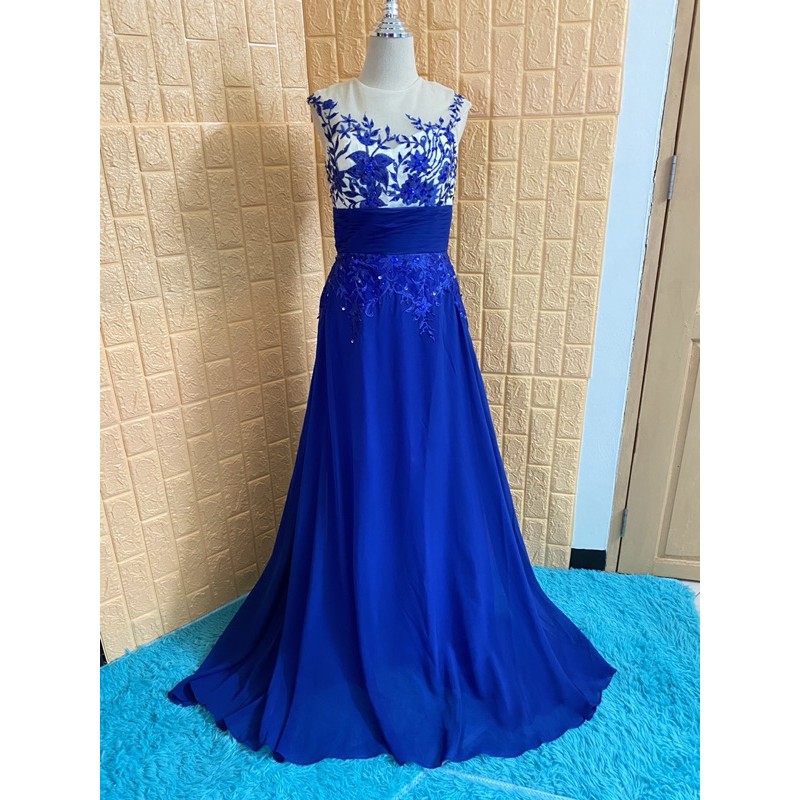 ชุดราตรีกระโปรงยาว สีน้ำเงิน B09