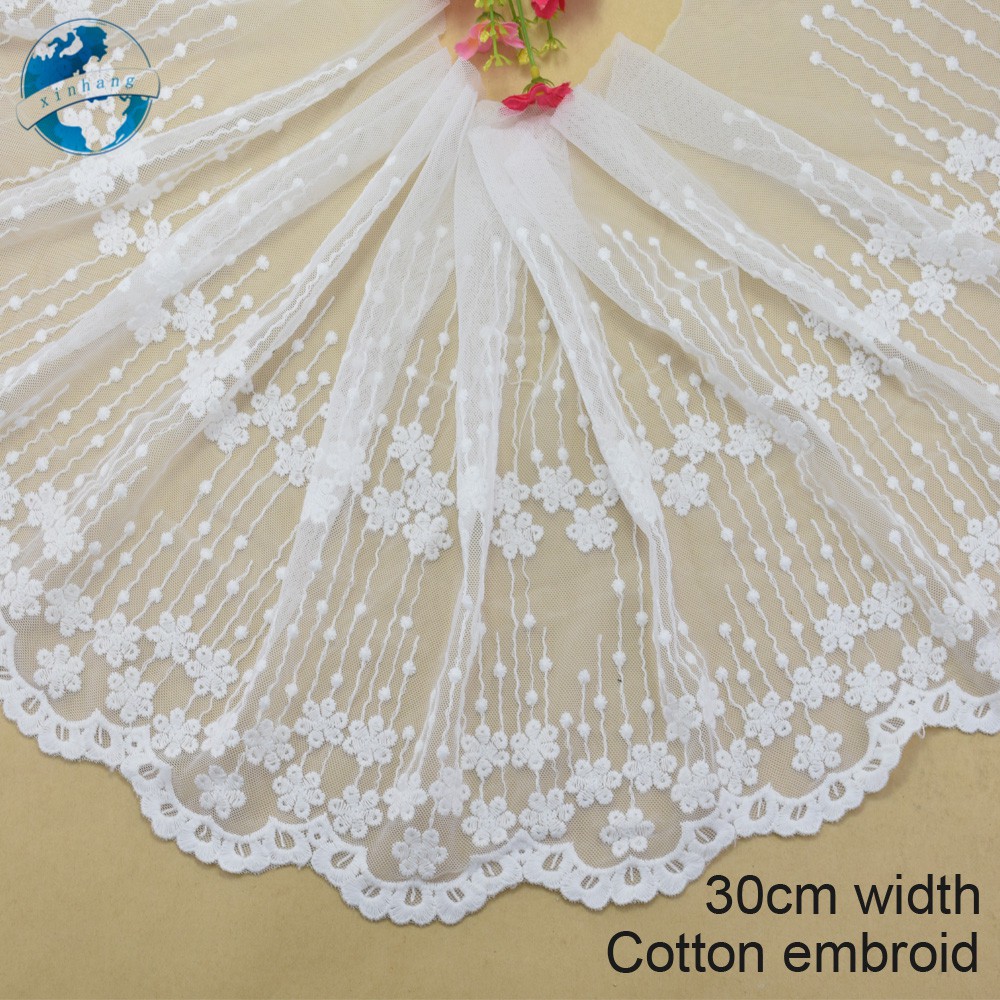 30 ซม.ผ้าฝ้ายกว้างเย็บปักถักร้อยขอบลูกไม้ลูกไม้ผ้า diy trims มินิเดรสลูกไม้ริบบิ้น garment อุปกรณ์เสริม 3694