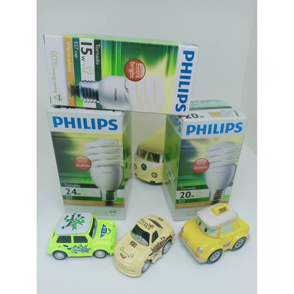 หลอดประหยัดไฟ ทอร์นาโด ฟิลิปส์ สีวอร์ม 15,20,24 Watt
