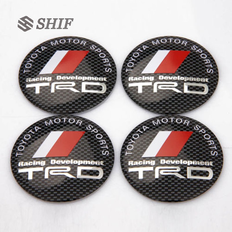 56 มม.คาร์บอนไฟเบอร์ TRD Emblem Wheel Hub Caps สําหรับ Toyota
